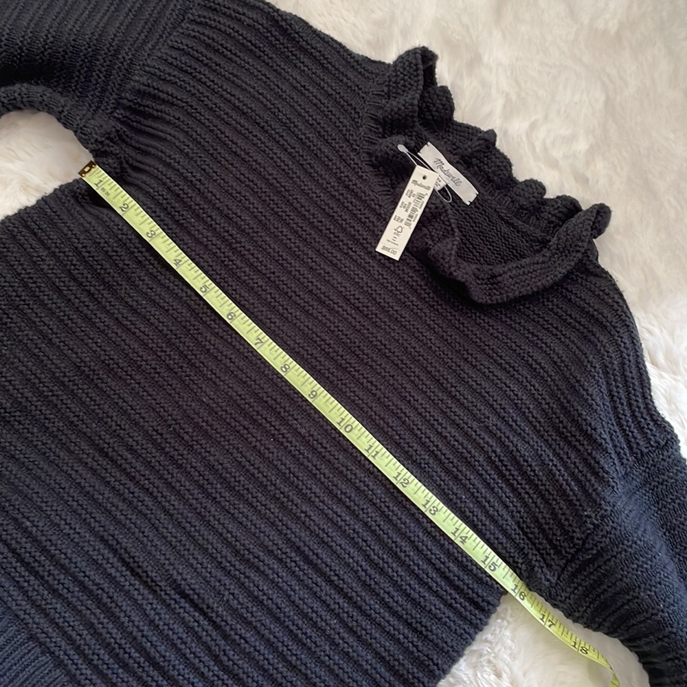 NWT MADEWELL Ruffle-Neck Pullover Sweater in Cotton-Merino Yarn - Picture 12 of 16